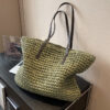 Woven Straw Shoulder Tote Woven Straw Shoulder Tote